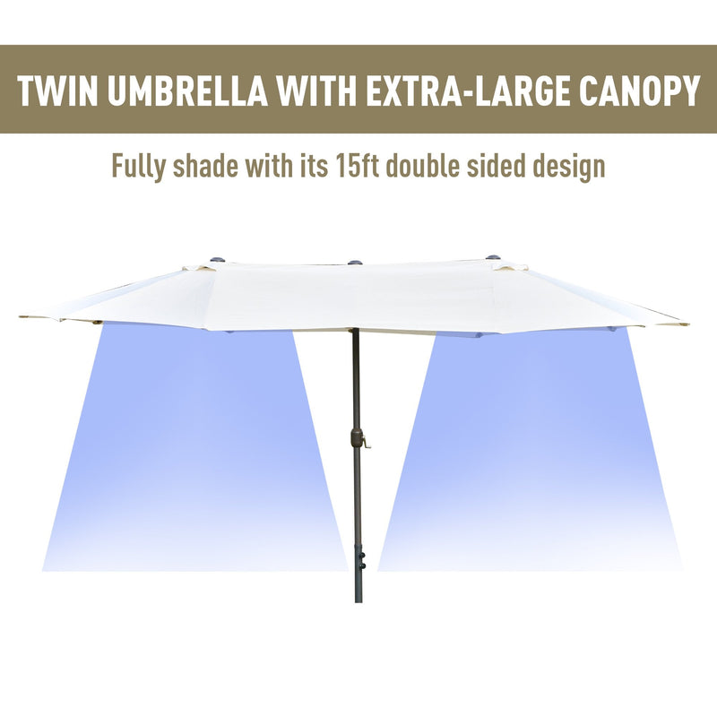 Oasis 4.6 m Double Sided Umbrella Parasol - White