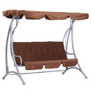 3 Seater Garden Metal Swing Bench - Coffee