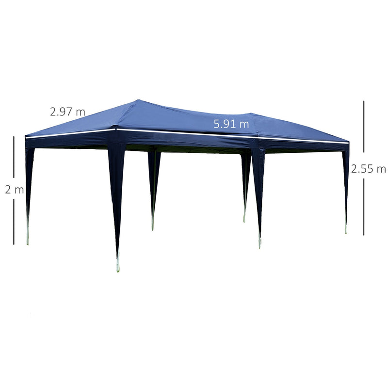 Outsunny 3 x 6m Garden Pop Up Gazebo Height Adjustable Marquee Party Tent Wedding Water Resistant Awning Canopy With free Storage Bag Blue 671 global ratings