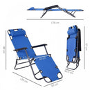 Outsunny Metal Frame 2 In 1  Sun Lounger Chair w/ Pillow Blue