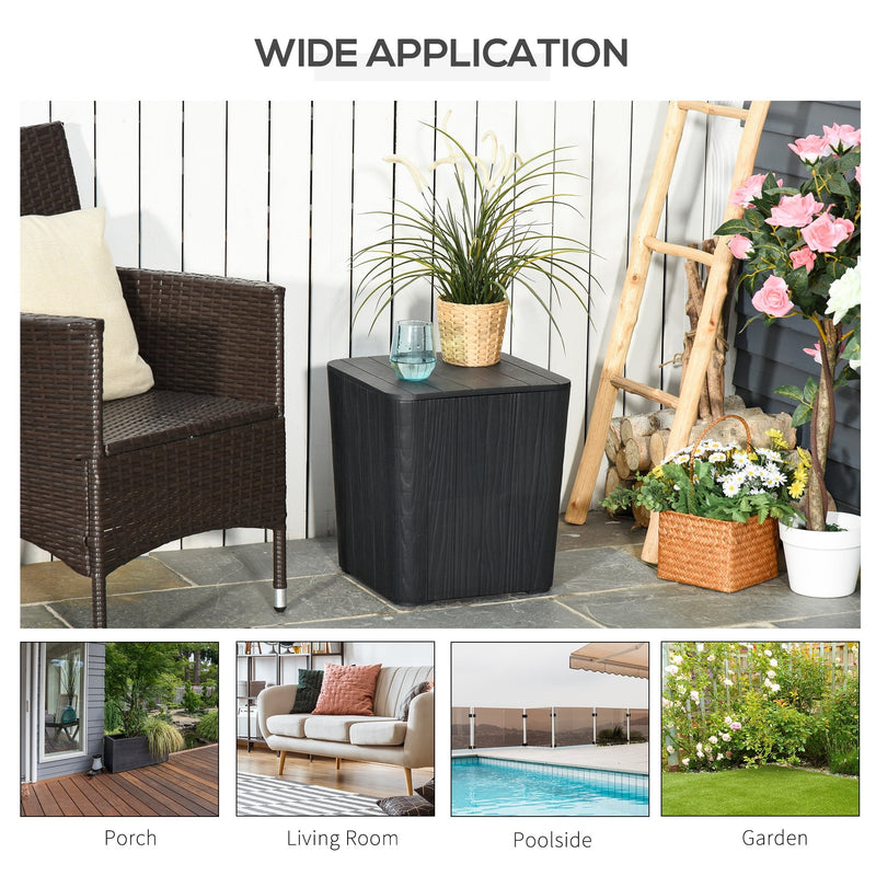 Garden Wood Effect Square Storage Table - Black