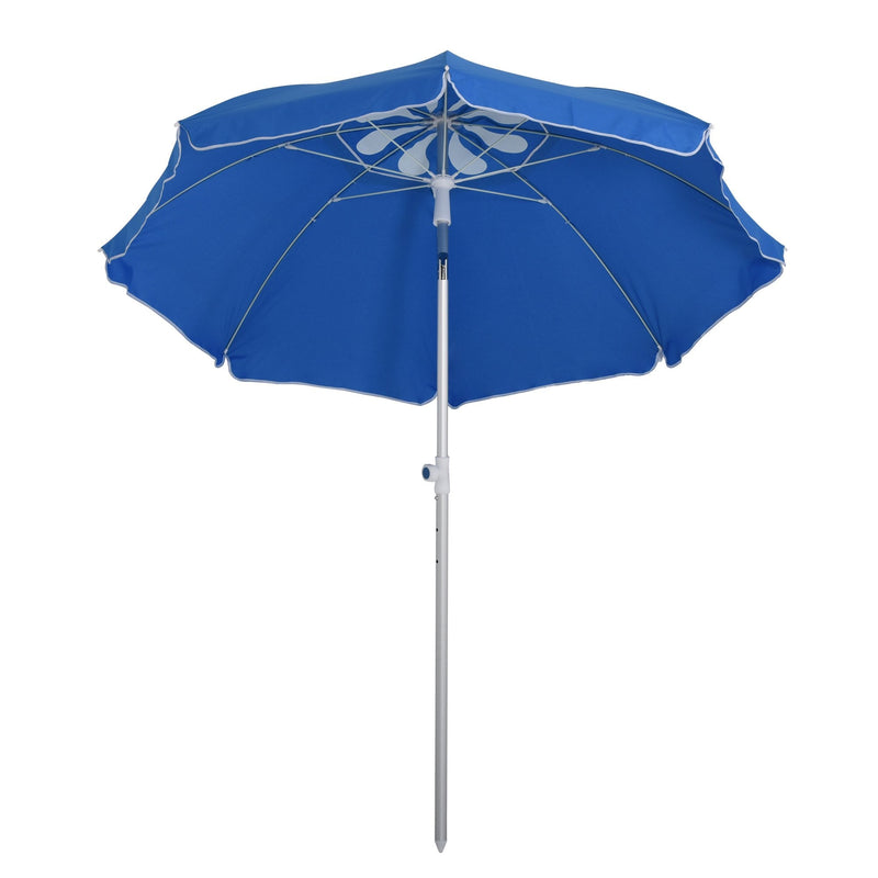 Oasis 1.9 m Beach Umbrella Parasol with Ajustable Angle and Carry Bag - Blue