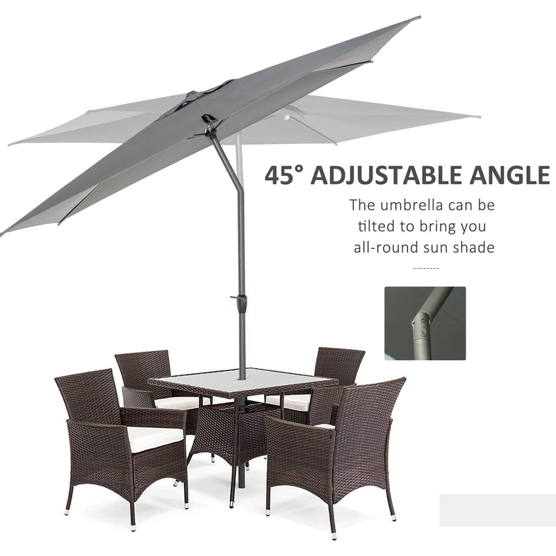 Oasis 3 x 2 m Adjustable Title Crank Garden Parasol - Grey