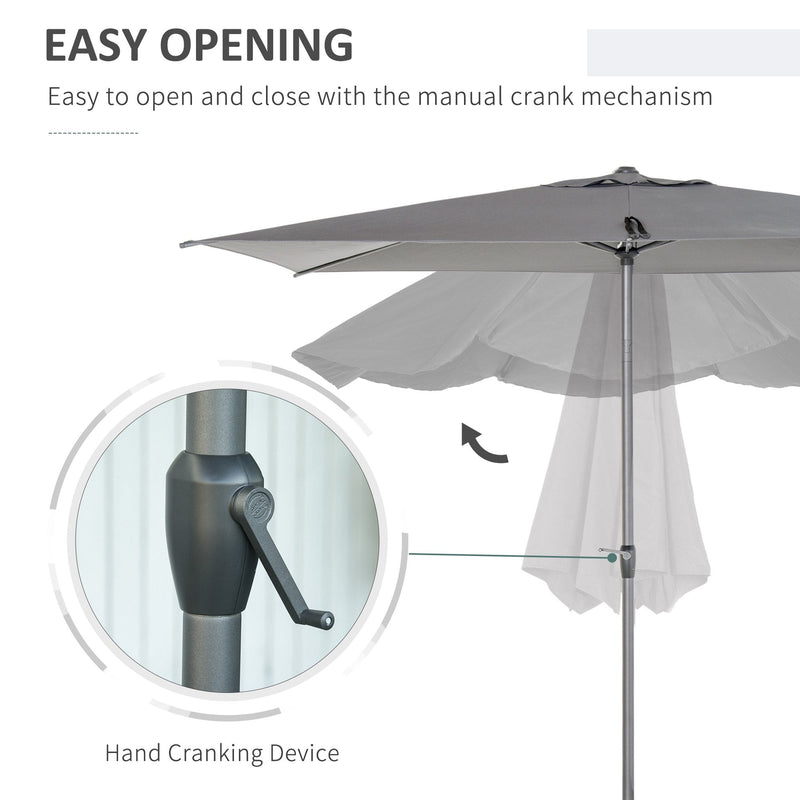 Oasis 3 x 2 m Adjustable Title Crank Garden Parasol - Grey