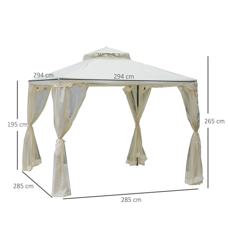 Oasis 3 m x 3 m 2 Tier Draper Garden Gazebo/ Marquee - Cream