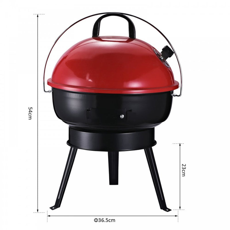 Outsunny Compact Portable Charcoal BBQ Grill - Red