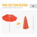Oasis 1.9 m Beach Umbrella Parasol with Adjustable Angle and Carry Bag - Orange