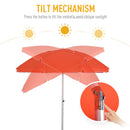 Oasis 1.9 m Beach Umbrella Parasol with Adjustable Angle and Carry Bag - Orange