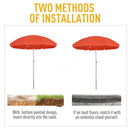 Oasis 1.9 m Beach Umbrella Parasol with Adjustable Angle and Carry Bag - Orange