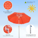 Oasis 1.9 m Beach Umbrella Parasol with Adjustable Angle and Carry Bag - Orange