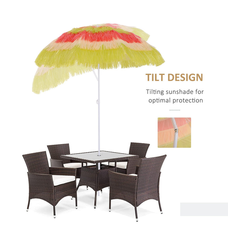 Oasis Hawaiian Style Garden Umbrella Parasol with Tilt - Multi Colour