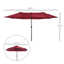 Oasis 4.6 M Double-Sided Umbrella Parasol - Wine Red
