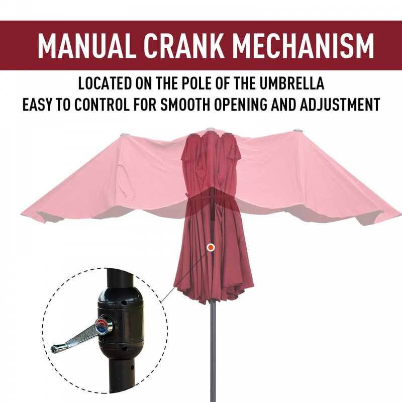 Oasis 4.6 m Double-Sided Umbrella Parasol - Wine Red