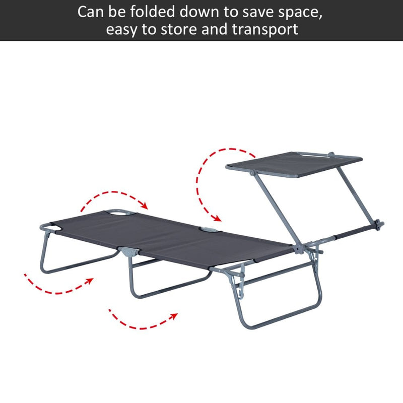Outsunny Sun lounge With Sun Shade - Grey