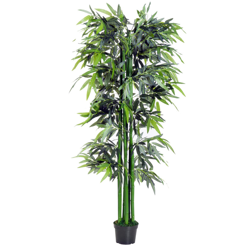 Outsunny 1.8 m Artificial Bamboo Plant with Pot - Green/Black