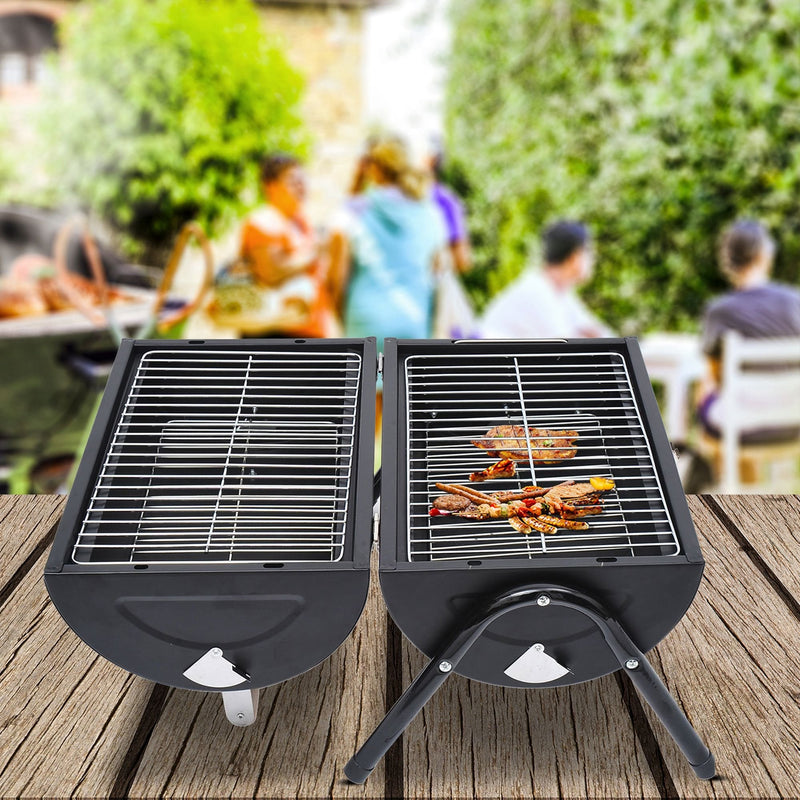 Outsunny Compact Steel Portable Charcoal BBQ Grill - Black