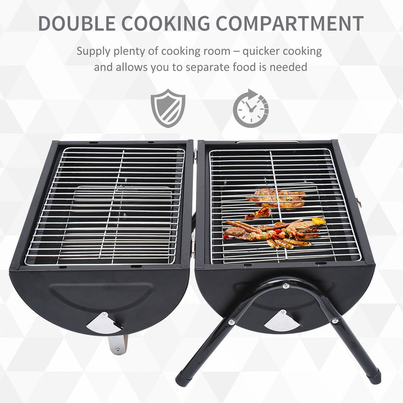 Outsunny Compact Steel Portable Charcoal BBQ Grill - Black