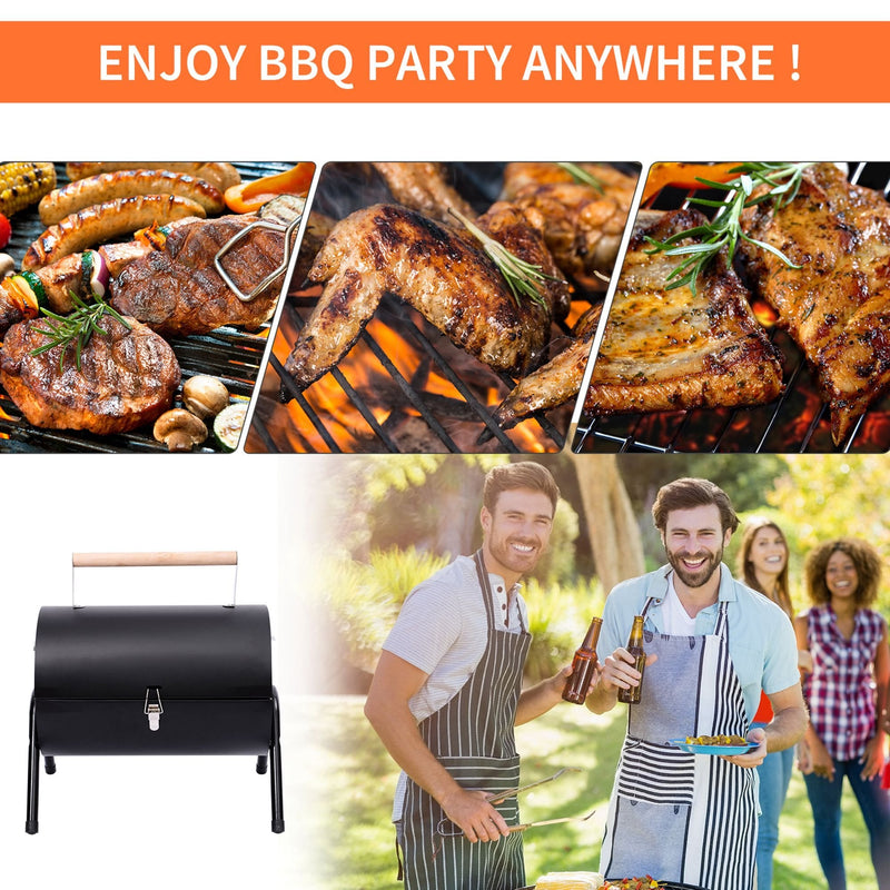 Outsunny Compact Steel Portable Charcoal BBQ Grill - Black