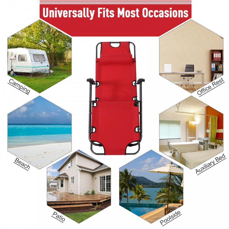 Outsunny-2 in 1 Metal Frame Sun Lounger With Pillow - Red
