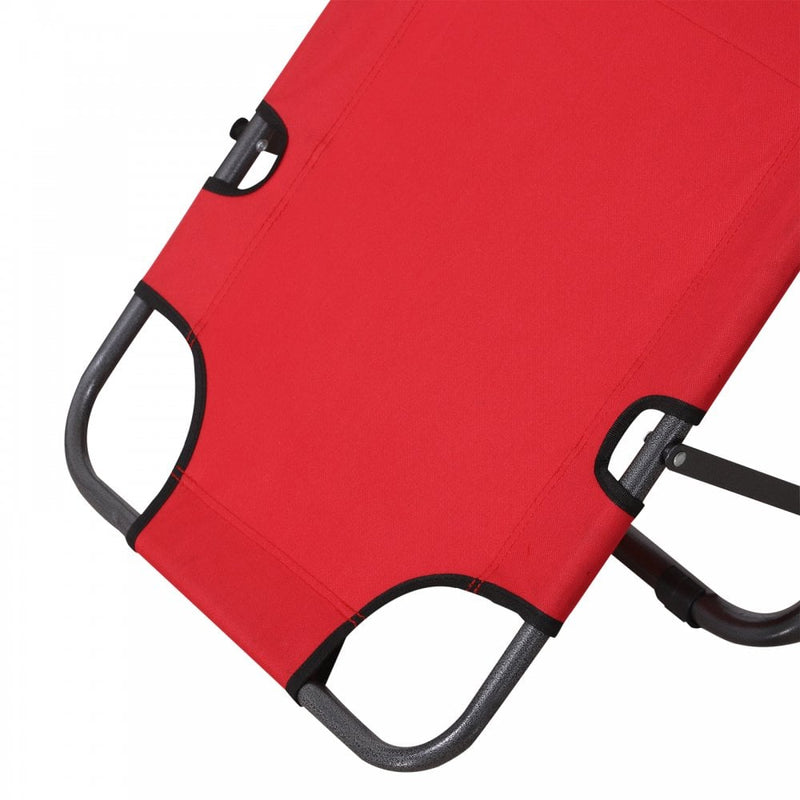 Outsunny-2 in 1 Metal Frame Sun Lounger With Pillow - Red
