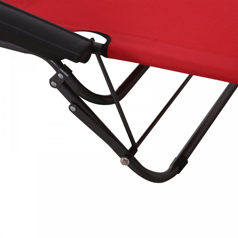 Outsunny-2 in 1 Metal Frame Sun Lounger With Pillow - Red