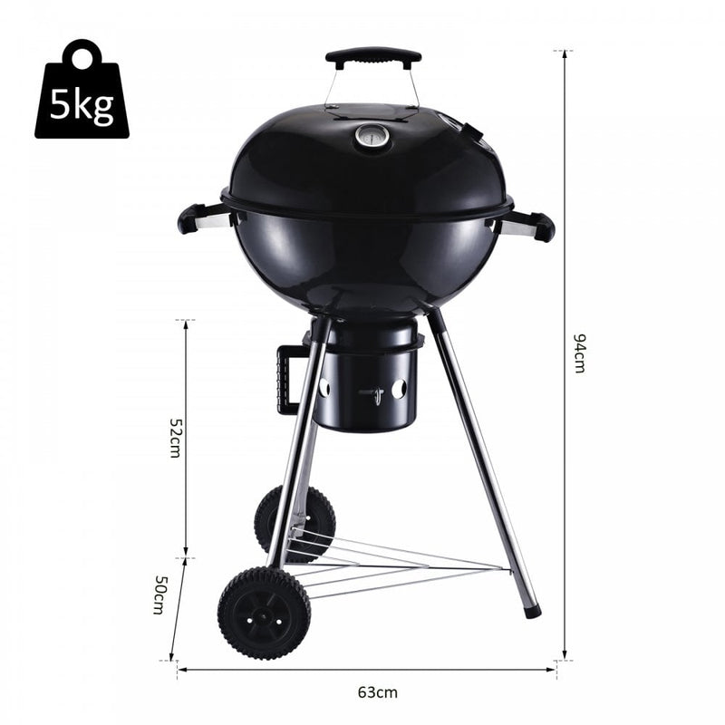 Outsunny  Portable Steel Charcoal BBQ Grill with Wheels and Lid