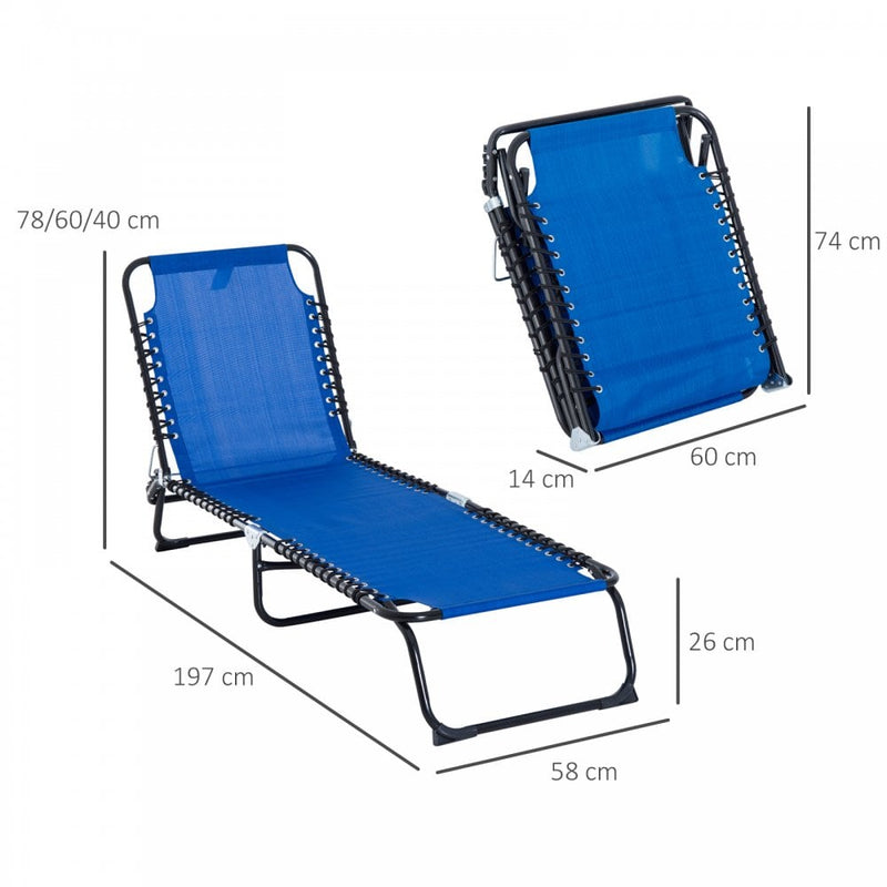 Outsunny  Sun Lounger With Pillow - Blue