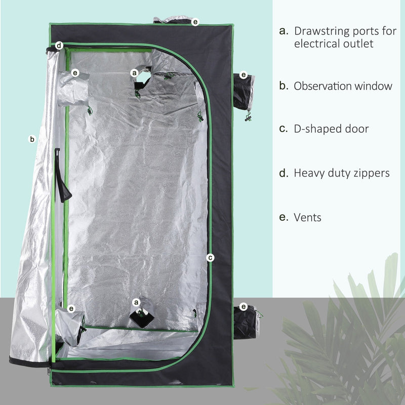 Outsunny Hydroponic Plant Grow Tent 80L x 80W x 160Hcm