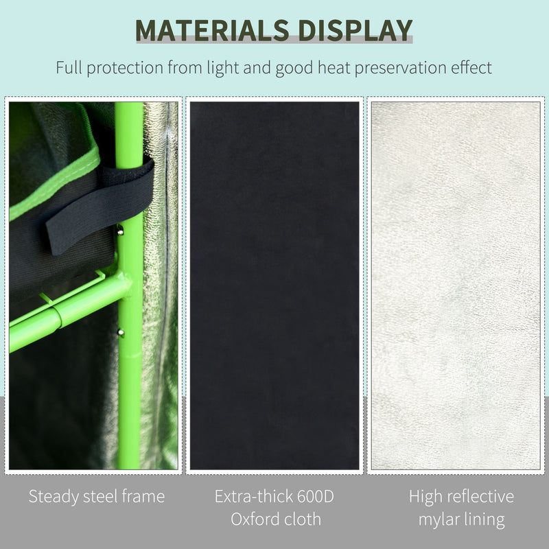 Outsunny Hydroponic Plant Grow Tent 80L x 80W x 160Hcm