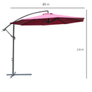 Outsunny  UV and Water Resistant Hanging Garden Parasol 3m  - Red