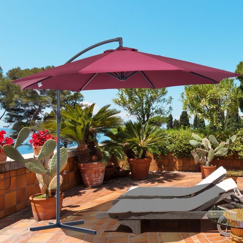 Outsunny  UV and Water Resistant Hanging Garden Parasol 3m  - Red