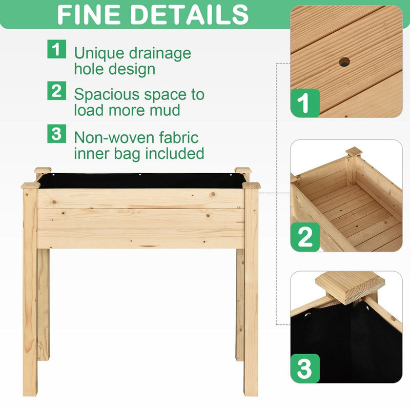 Outsunny Fir Wood Raised Rectangular Plant Stand 86 L x 46 W x 76 H cm