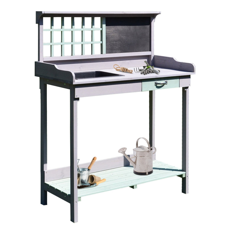 HOMCOM Fir Wood Potting Table 92Lx42.5Wx119.5H cm Grey