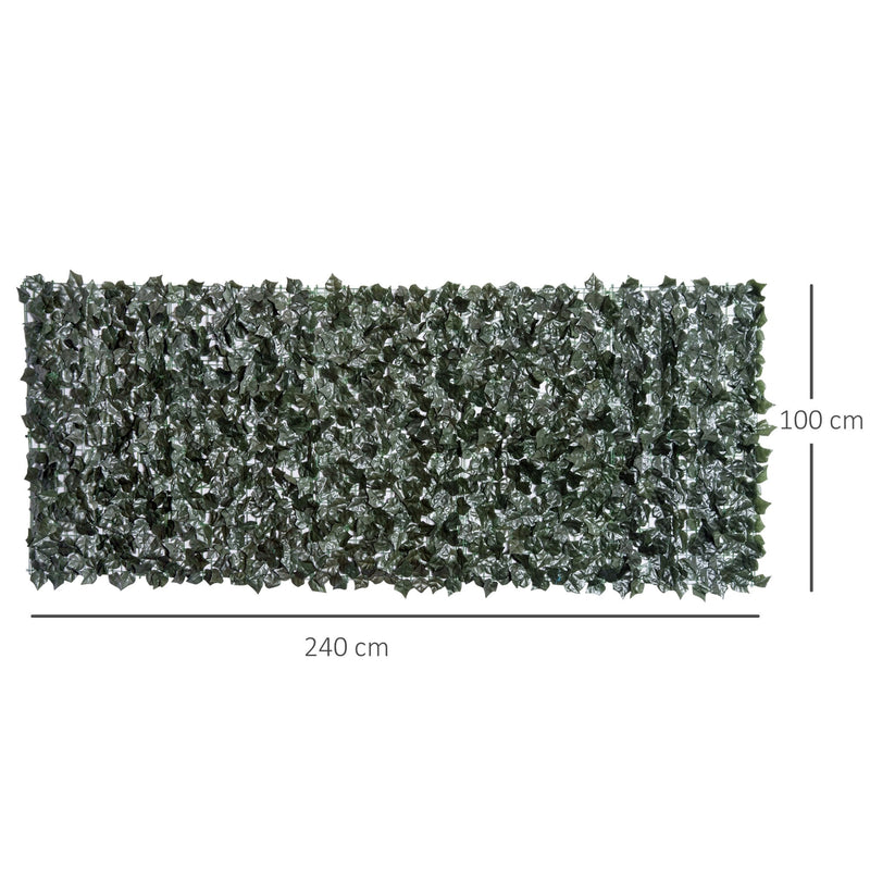 Outsunny Artificial Leaf Trellis - Dark Green 2.4m x 1m
