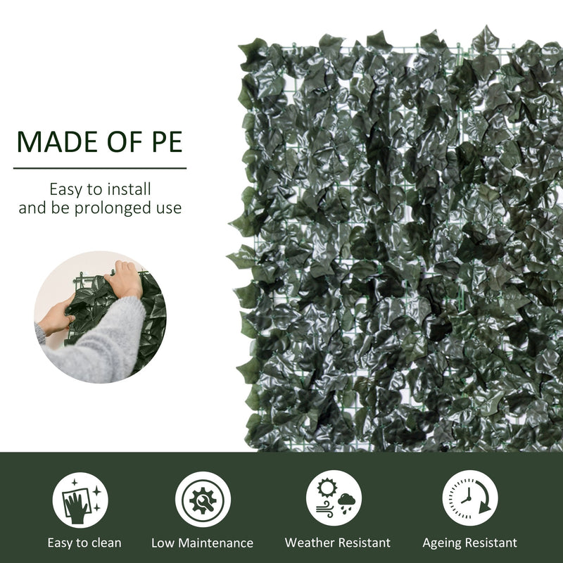 Outsunny Artificial Leaf Trellis - Dark Green 2.4m x 1m