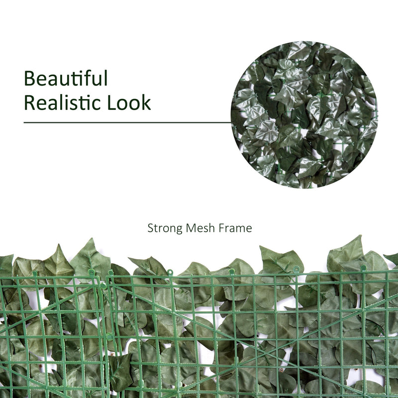 Outsunny Artificial Leaf Trellis - Dark Green 2.4m x 1m