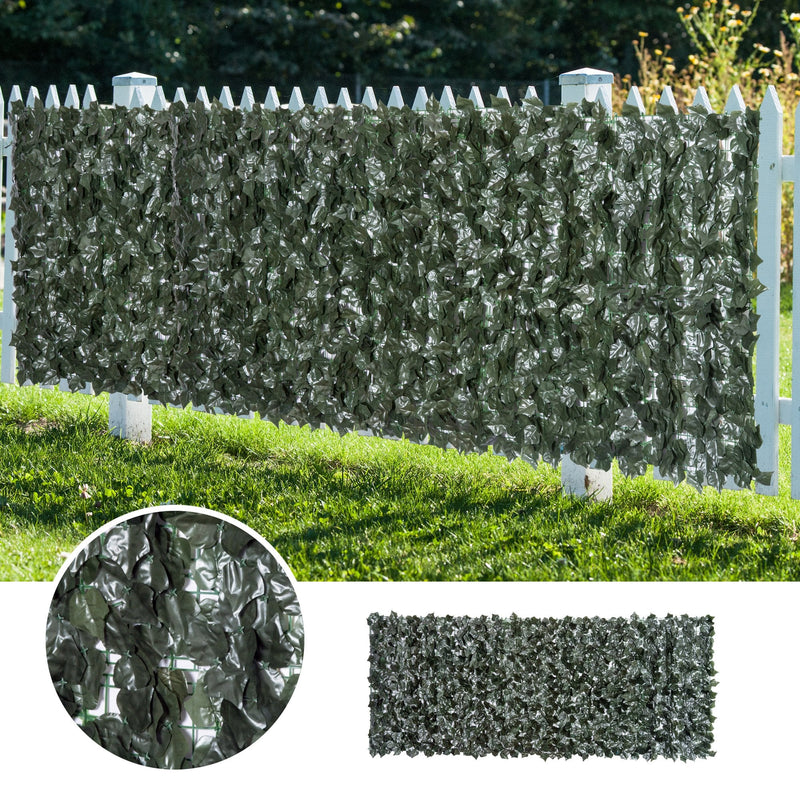 Outsunny Artificial Leaf Trellis - Dark Green 2.4m x 1m