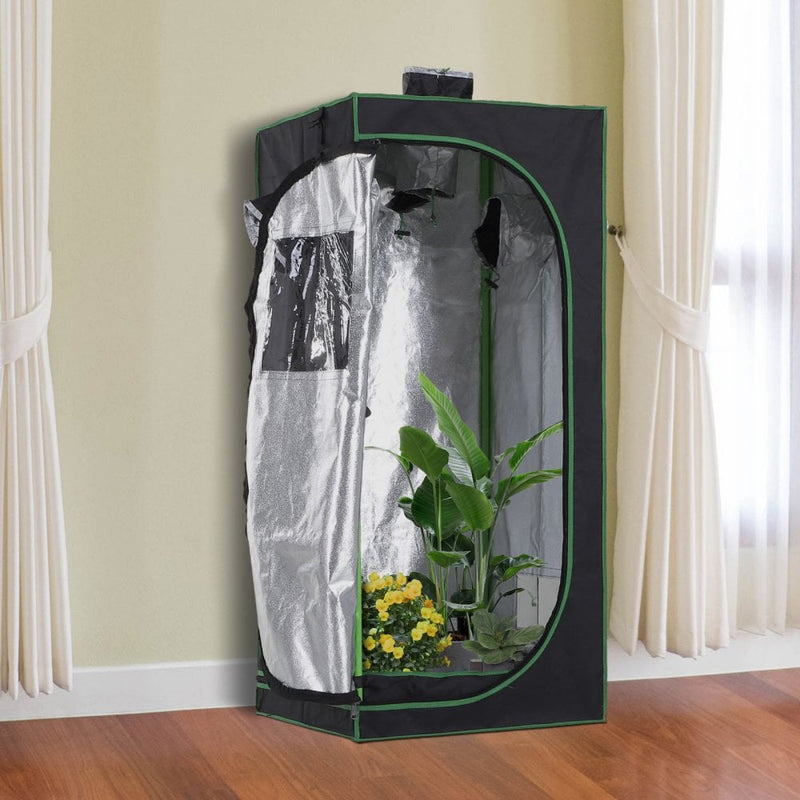 Outsunny Hydroponic Plant Grow Tent W/ Window Tool Bag 60L x 60W x 140Hcm Black