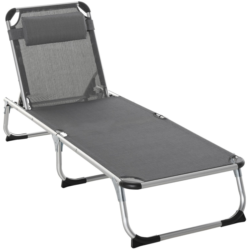 Outsunny  Sun Lounger With Pillow - Grey