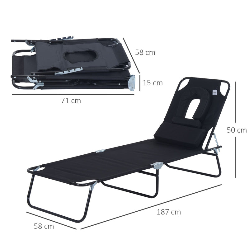 Outsunny  Sun Lounger  - Black