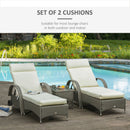 Set of 2 Non-Slip Sun Lounger Cushions - Beige