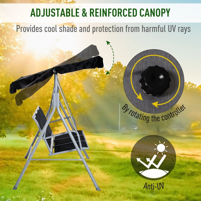 Outsunny-3 Seater Steel  Swing Bench - Black