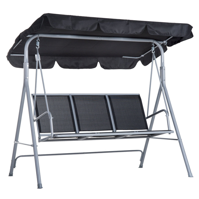 Outsunny-3 Seater Steel  Swing Bench - Black