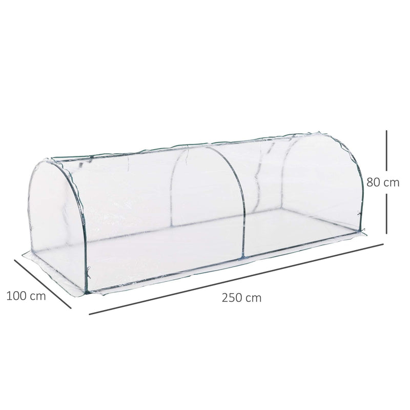 Outsunny PVC Greenhouse Tunnel Steel Frame Transparent 250x100x80cm