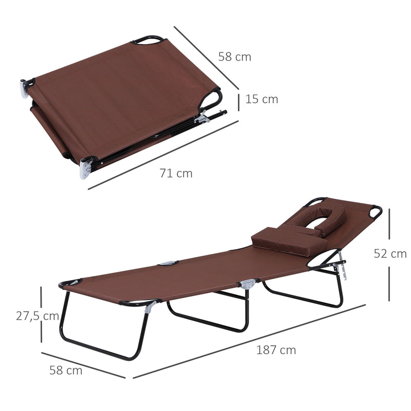 Outsunny  Sun Lounger With Pillow - Brown