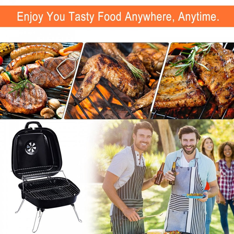 Outsunny Compact Portable Steel BBQ Grill - Black