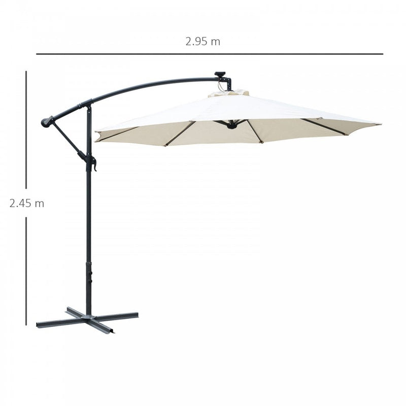 Outdoor Umbrella Parasol with LED Solar Lights - Cream