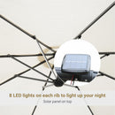 Outdoor Umbrella Parasol with LED Solar Lights - Cream