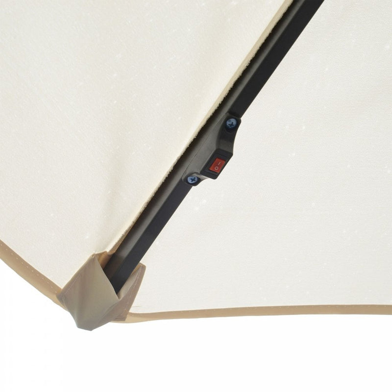Outdoor Umbrella Parasol with LED Solar Lights - Cream