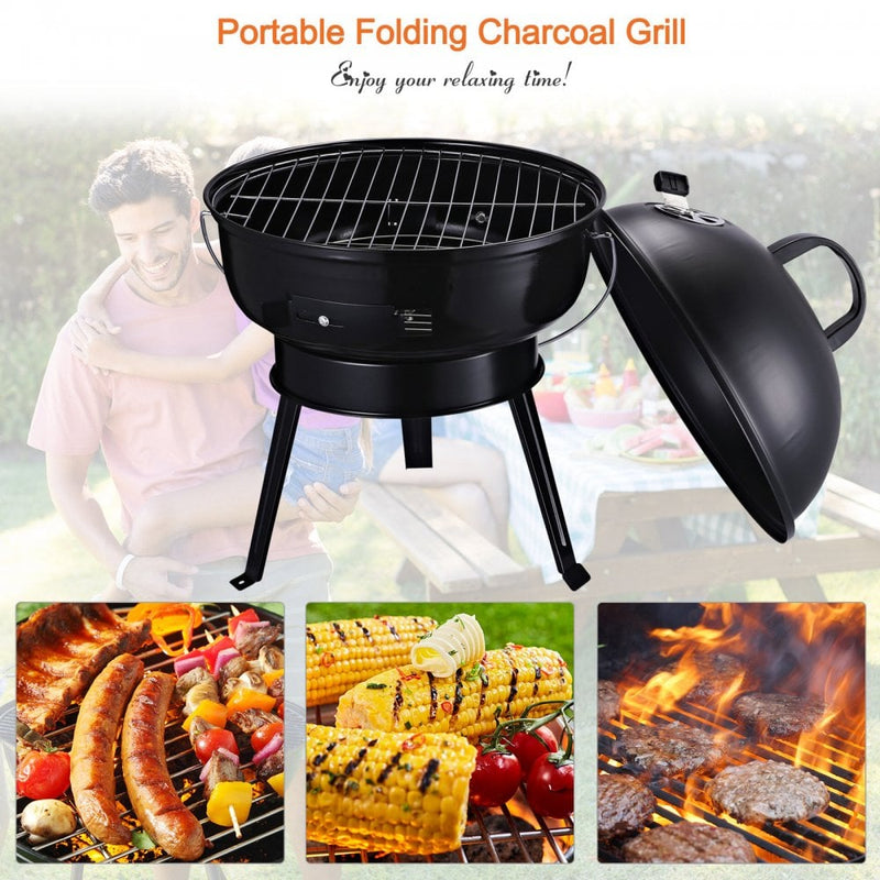 Outsunny Compact Portable Metal BBQ Grill - Black